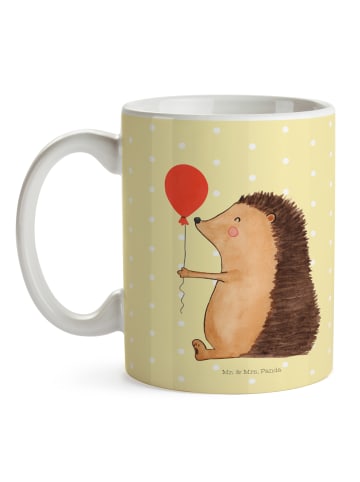 Mr. & Mrs. Panda Tasse Igel Luftballon ohne Spruch in Gelb Pastell
