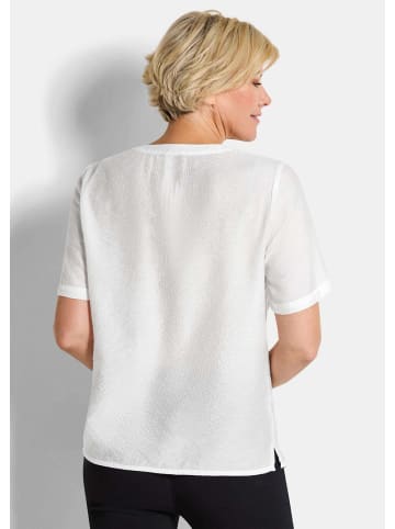 GOLDNER Kurzgröße:  Blusenshirt mit feiner Streifenstruktur in weiß