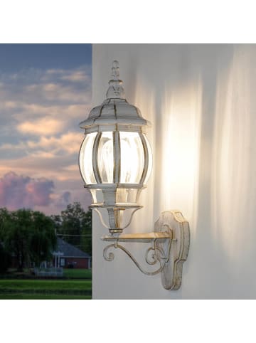 Licht-Erlebnisse Außen Wandlampe (B)15.5 x (H)54 cm in Weiß Gold