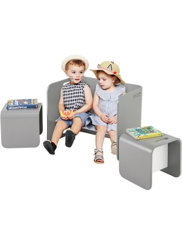 COSTWAY Kindertisch mit 2 Stühlen in Grau