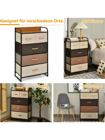 COSTWAY Kommode 5 Schubladen in Braun