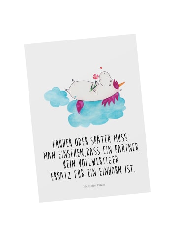Mr. & Mrs. Panda Grußkarte Einhorn Verliebt mit Spruch in Weiß