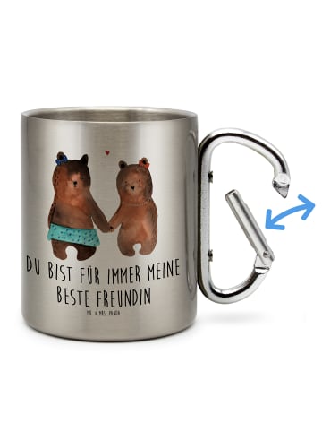 Mr. & Mrs. Panda karabiner tasse Bär Freundin mit Spruch in Silber