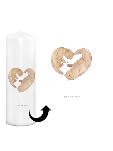 Mr. & Mrs. Panda Geburtskerze Otter Herz ohne Spruch in Weiß