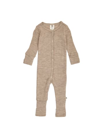 müsli Strampler mit Füßen aus Merinowolle in Balsam melange