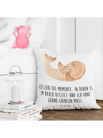 Mr. & Mrs. Panda kissen bedruckt Robbe Liegen mit Spruch in Weiß