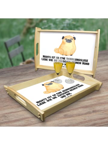 Mr. & Mrs. Panda Dekotablett Mops mit Spruch in Weiß