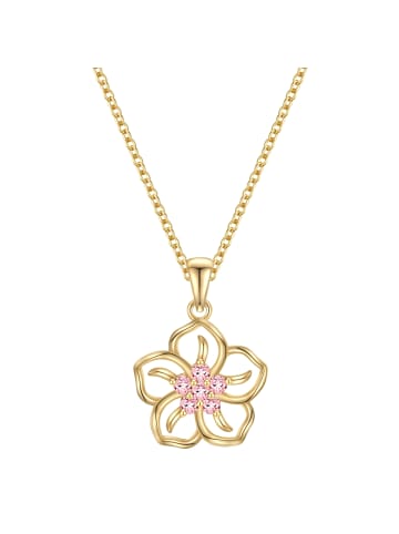Rafaela Donata Kette Blume aus Sterling Silber mit Zirkonia in gelbgold
