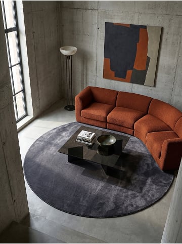 KADIMA DESIGN Rundteppich Uni Antirutsch pflegeleicht Wohnzimmer Schlafzimmer in Anthrazit