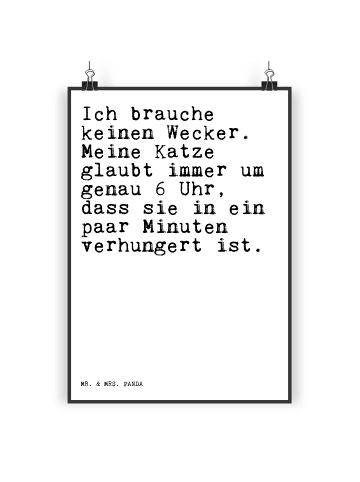 Mr. & Mrs. Panda wanddeko Ich brauche keinen Wecker.... mit Spruch in Weiß