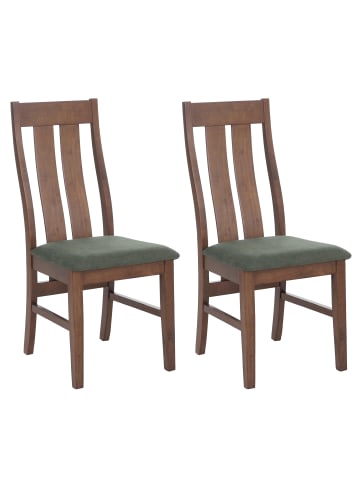 MCW 2er-Set Esszimmerstuhl M58, Dunkles Gestell, dunkelgrün