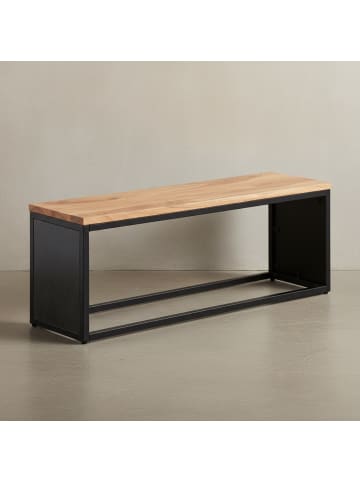 KADIMA DESIGN Sitzbank Akazie Massivholz / Steinoptik 120x45x35 cm Flurbank mit