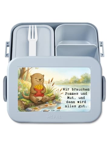 Mr. & Mrs. Panda Bentobox Otter Pommes Design mit Spruch in Blau Pastell