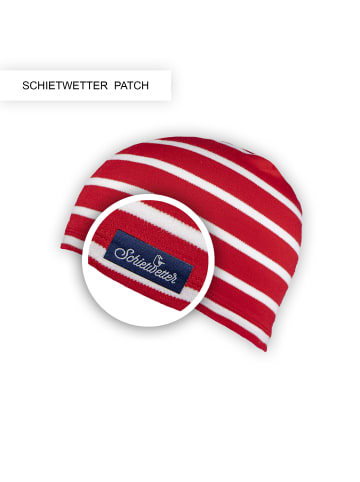 SCHIETWETTER Beanie Mütze gestreift, Baumwolle, in rot-weiss