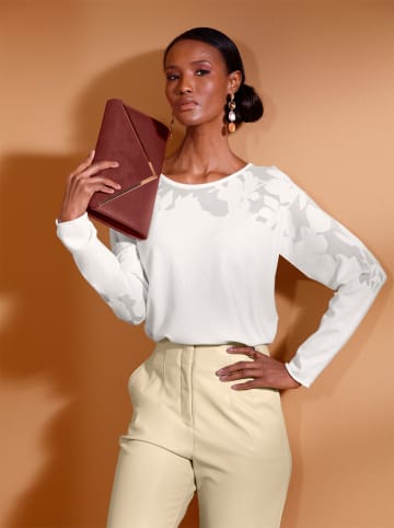 creation L Fledermauspullover in ecru-gemustert