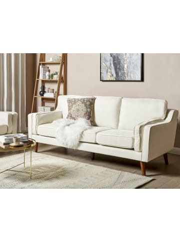 Beliani 3-Sitzer Sofa LOKKA in Weiß/Braun - (W) 204 x (H) 85 x (L) 83 cm
