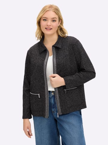 sheego Sweatjacke in schwarz-gemustert