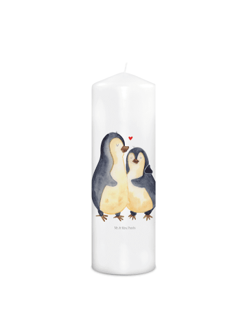Mr. & Mrs. Panda Kerze Pinguin umarmen ohne Spruch in Weiß