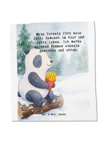 Mr. & Mrs. Panda Büchertasche Panda Winter Pommes Design mit Spruch in Weiß