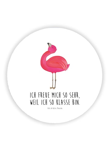 Mr. & Mrs. Panda Rund Magnet Flamingo Stolz mit Spruch in Weiß