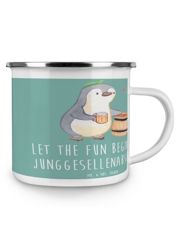 Mr. & Mrs. Panda Emailletasse Junggesellenabschied Spaß mit Spruch in Meeresbrise