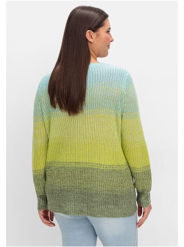 sheego Rippstrickpullover in grün meliert