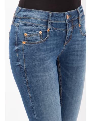 ATT Jeans ATT Jeans ATT JEANS 5 Pocket Jeans Stretch Denim im Straight Cut mit Fransensaum Stella in mittelblau
