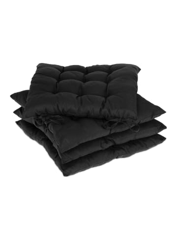 relaxdays 4x Stuhlkissen in Schwarz - 38 x 38 cm