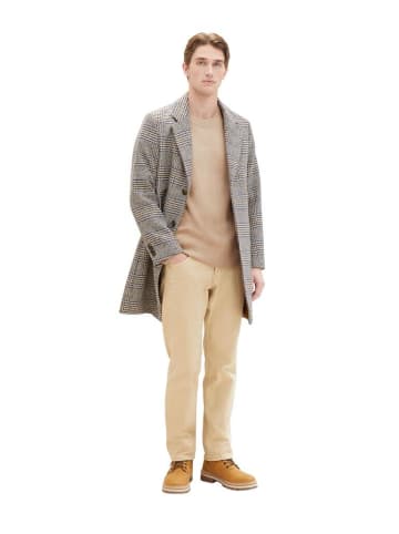 Tom Tailor Mantel in beige brown wool check