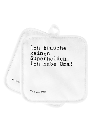 Mr. & Mrs. Panda Topflappen Ich brauche keinen Superhelden.... m... in Weiß
