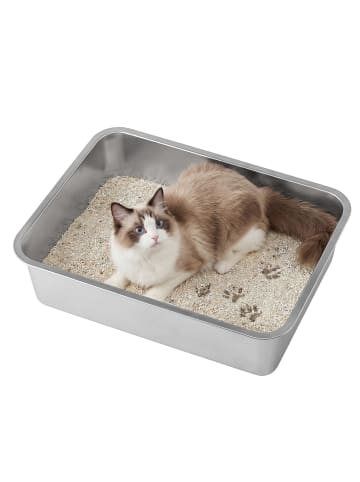 Feandrea Katzentoilette Boxal in Silbern - (B)50 x (H)15 x (T)35 cm