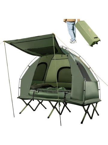 COSTWAY Feldbett mit Zelt für 2 Personen in Grün