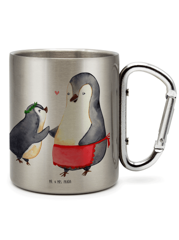 Mr. & Mrs. Panda Edelstahlbecher Pinguin mit Kind ohne Spruch in Silber