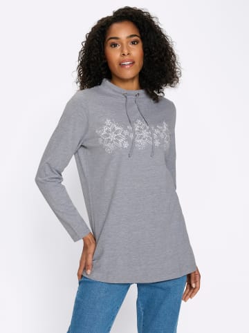 Sieh an! Longshirt in grau-meliert-ecru