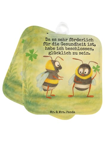 Mr. & Mrs. Panda Topflappen Hummeln Kleeblatt Design mit Spruch in Weiß