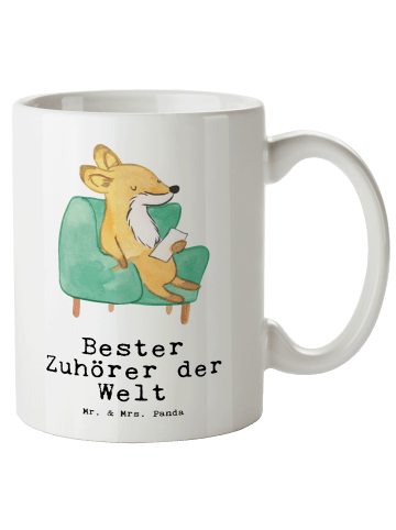 Mr. & Mrs. Panda Keramikbecher Fuchs Bester Zuhörer der Welt mit... in Weiß