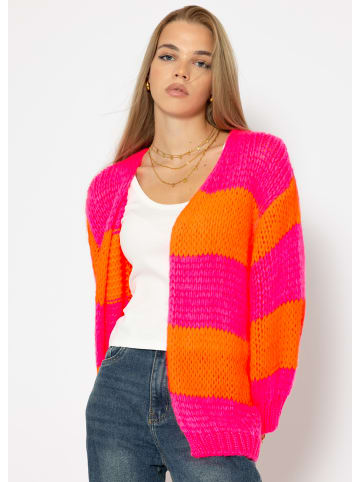 SASSYCLASSY Gestreifter oversize Cardigan in Orange, Pink