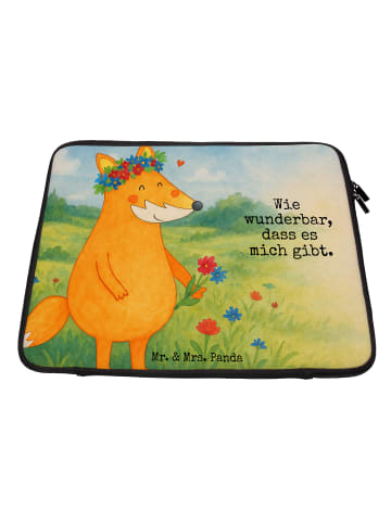 Mr. & Mrs. Panda Laptophülle Fuchs Blumen Design mit Spruch in Weiß