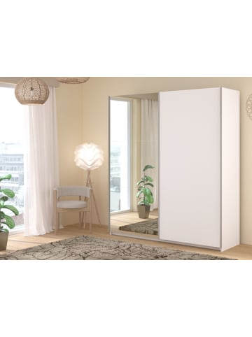 Parisot Kleiderschrank weiß 178 cm, Schwebetürenschrank 2-türig mit Spiegel