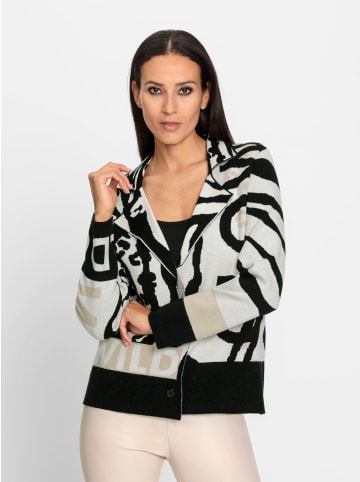 Heine Jacquardstrickjacke in schwarz-champagner-gemustert