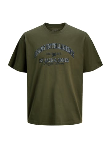 Jack and Jones T-Shirt JJEDENVER Graphic Tee SS O-Neck in Oliv