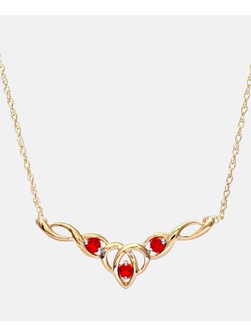 Diamant L'éternel Halskette aus 375 Gelbgold mit Rubin Herz-Design