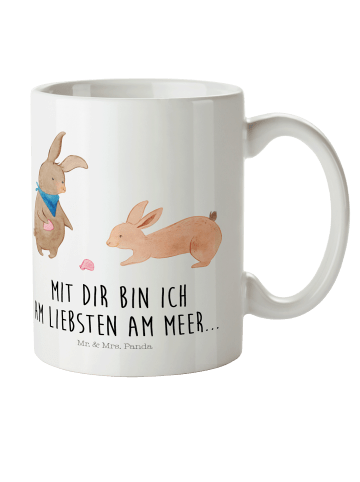 Mr. & Mrs. Panda Plastikbecher Hasen Muschel mit Spruch in Weiß