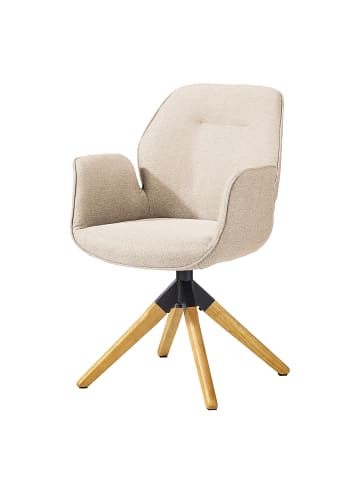 home24 Drehbarer Armlehnenstuhl Ternant in Beige