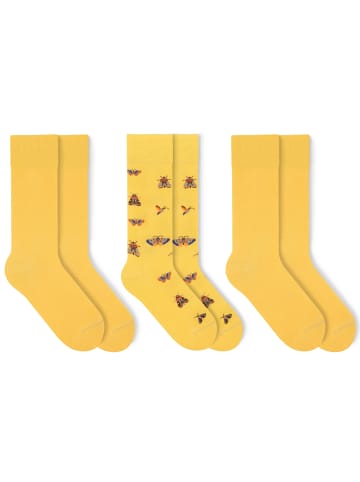 von Jungfeld Gemusterte Socken Classic & Icons Socken Bundle in Gelb