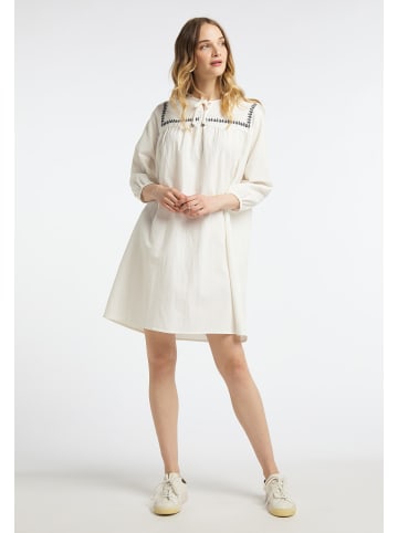 DreiMaster Damen Midikleid Mit Stickerei in Wollweiss