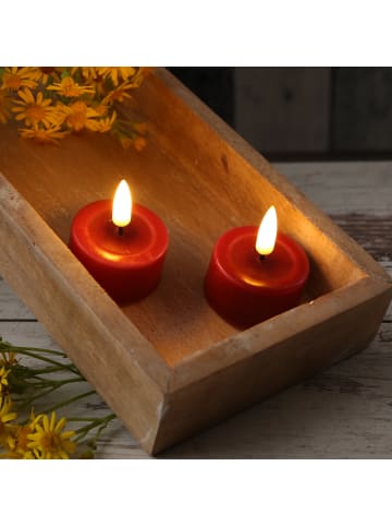 Deluxe Homeart 2er Set LED Teelichter MIA flackernd Echtwachs mit Batterien D: 4,1cm in rot