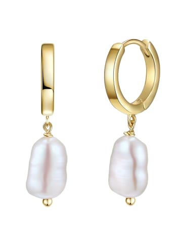 Glanzstücke München Creolen Sterling Silber Süßwasser-Zuchtperle in gelbgold