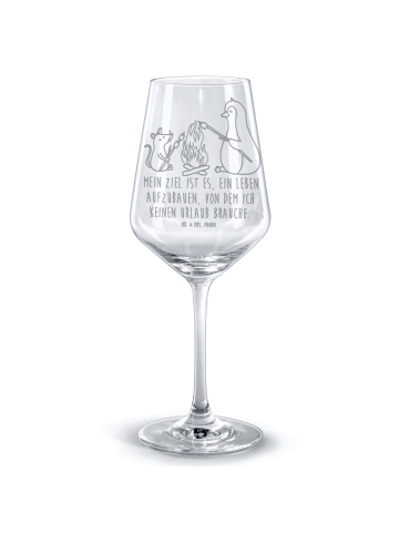 Mr. & Mrs. Panda Kelch Pinguin Lagerfeuer mit Spruch in Transparent