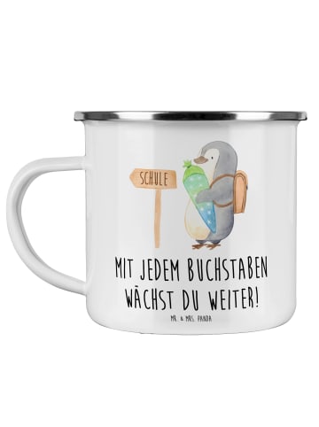 Mr. & Mrs. Panda Emaille Tasse Schulanfang Inspiration mit Spruch in Weiß